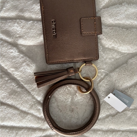 NEW Chico's Key Card Holder Wristlet Tassel Faux Leather Removable Bracelet - Picture 6 of 8